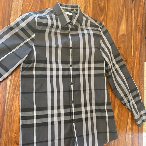 Burberry black gray mens dress shirt